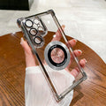 Suitable for samsung s25ultra electroplated four-corner airbag magnetic phone case s26 comes with lens film a56 protective cover