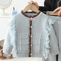 Girls' spring outfit set : new stylish cardigan jacket and lace pants two-piece set for girls - perfect for spring and autumn