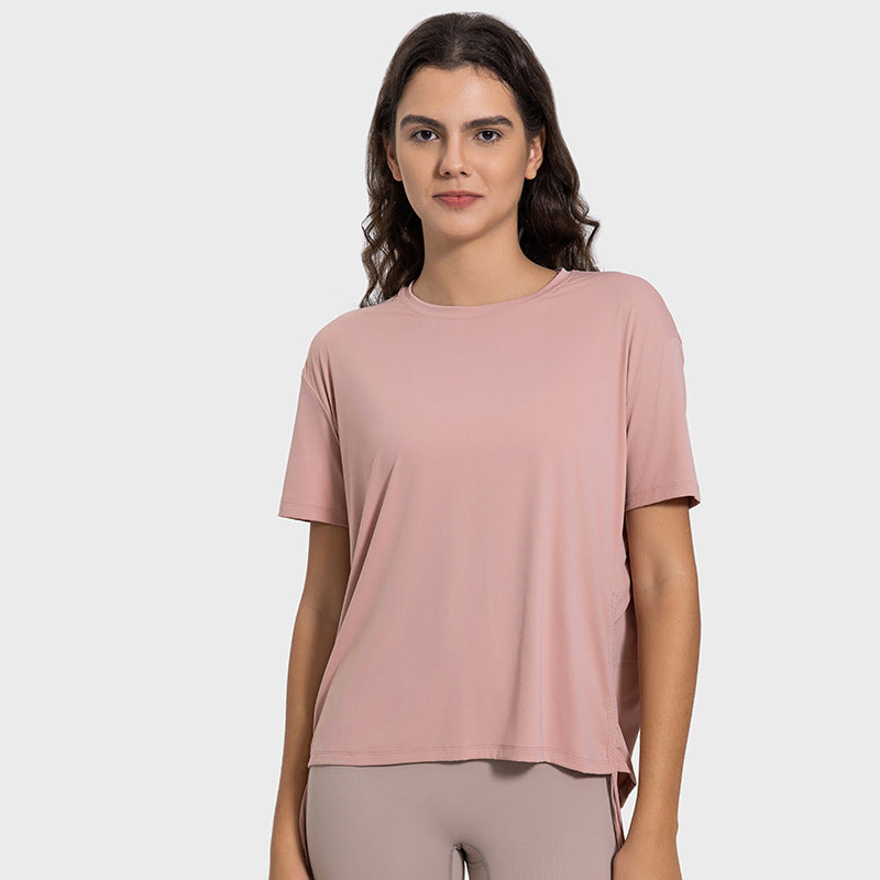 Hf millennium new arrival: cool, breathable, quick-dry drawstring ruched loose fit comfortable crew neck outdoor sports short sleeve t-shirt dss121
