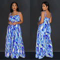 C6878 cross-border   fashion women's sexy printed cami pleated wide-leg jumpsuit