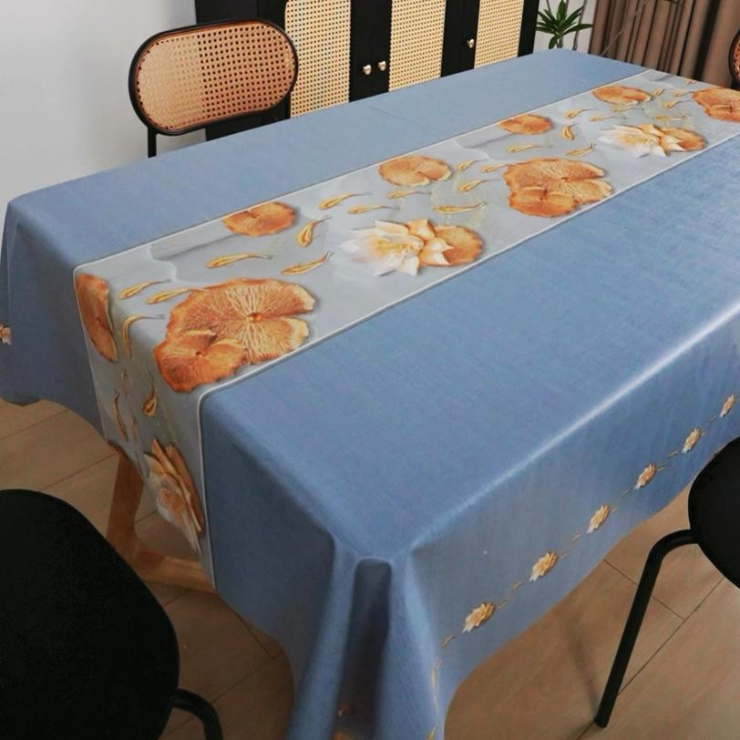 Waterproof and oil-proof pvc tablecloth, easy to clean, heat-resistant, soft glass dining table mat, light luxury high-end coffee table pad, tabletop cloth