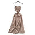 Women's summer dress  new arrival: elegant and chic spaghetti strap knit dress with vertical stripes - slimming, waist-defining, and perfect for layering