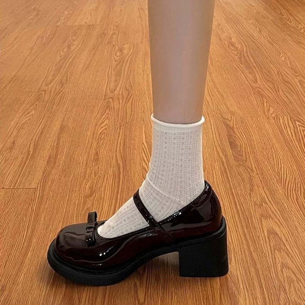 Bow Japanese muffin shoes women's 2025 spring new British style sweet skirt jk cute princess small leather shoes