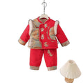 Winter outfit kids new year's clothes first birthday baby formal wear set boys' new year's greeting outfit girls' festive hanfu two-piece trendy set