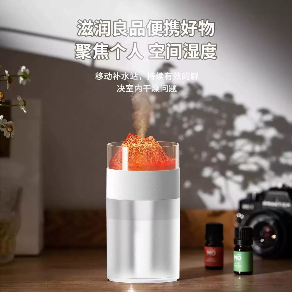 New retro fireplace aroma diffuser, 3d simulated charcoal fireplace humidifier, home colorful fireplace flame aromatherapy diffuser
