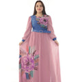 African women's plus size new fashion elegant high waist slimming printed long sleeve dress - cross-border supply, ready stock