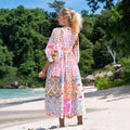 European and american cross-border   spring/summer printed vacation dress - beach, seaside, siam style sun protection maxi dress
