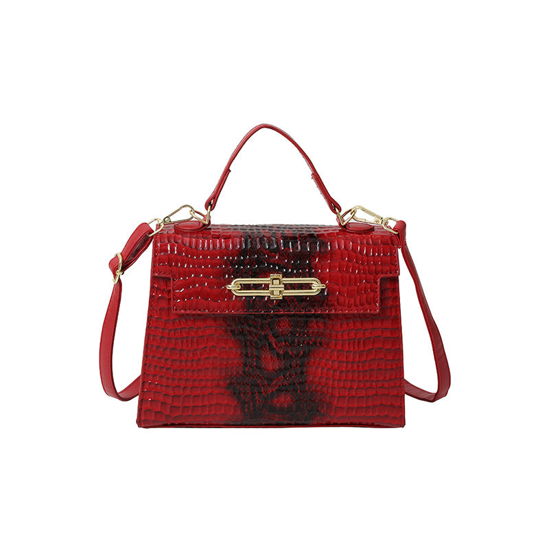 new arrival bag women's fashion crocodile pattern embossed square satchel bag kelly bag elegant shoulder women's crossbody bag