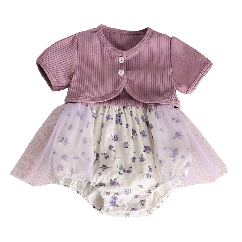 Baby girl clothes, summer outfits, onesies, summer rompers, adorable princess cardigans for one-year-olds, short-sleeved summer bodysuits