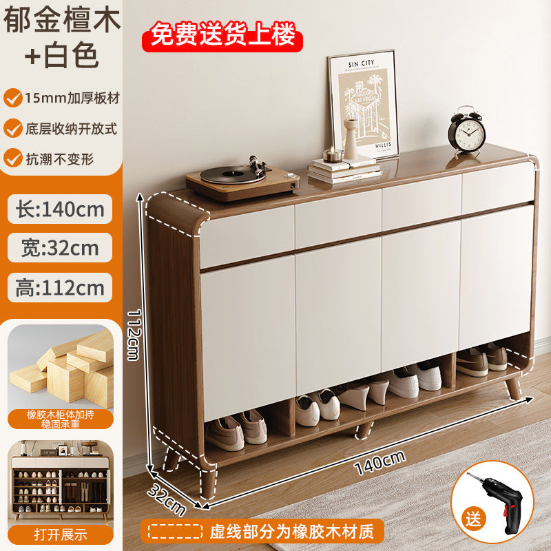 Shoe cabinet household entrance home storage integrated against the wall indoor entrance corridor corridor 2025 explosion solid wood shoe rack
