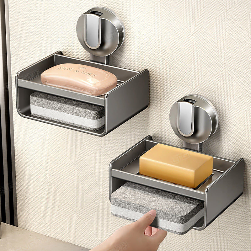 Household Suction Cup Soap Box Shelf Toilet Bathroom Sink Free Punching Wall Hanging Sponge Soap Drain Box