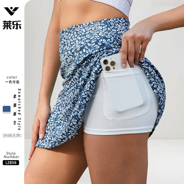yoga print skirt sports skirt anti-light badminton golf tennis skirt can be worn outside