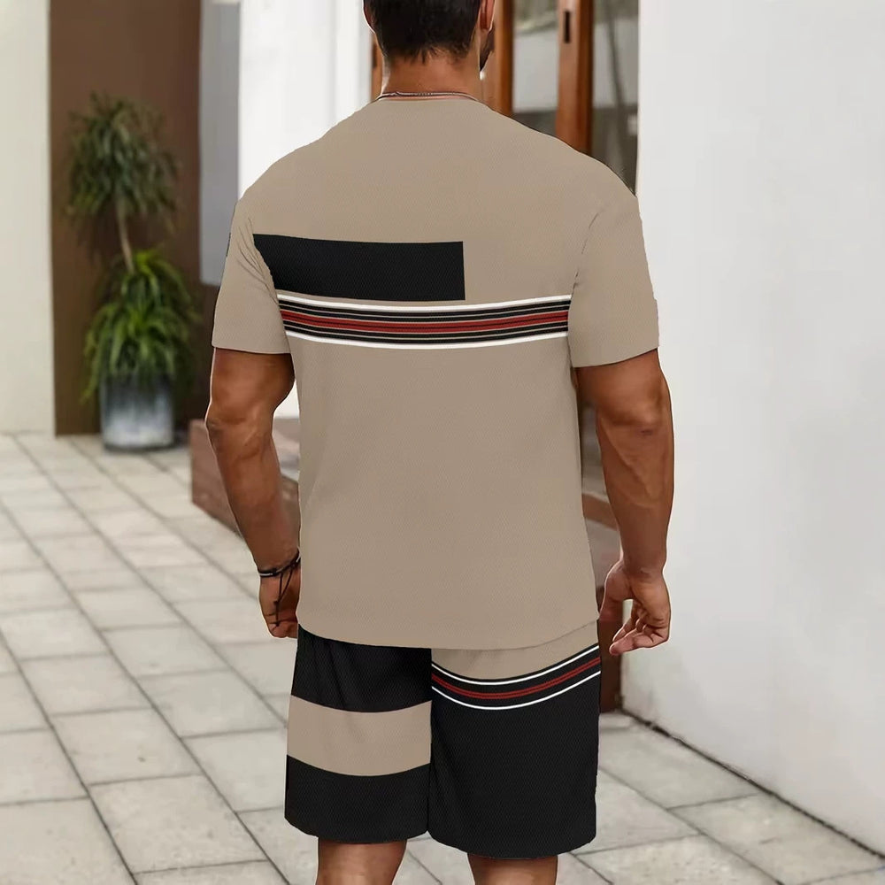 men's short-sleeve and shorts set, casual sportswear set, 3d printed cross-border hot seller, dropshipping available