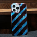 Ins style gradient tin foil case for apple 17 pro, brown striped iphone 16 protective cover for women