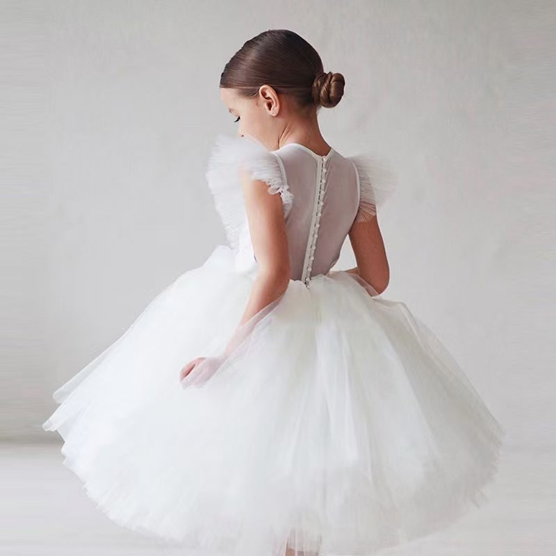 Children's formal dress princess gown flower girl wedding tulle tutu dress girl's birthday dress high-end light luxury niche style