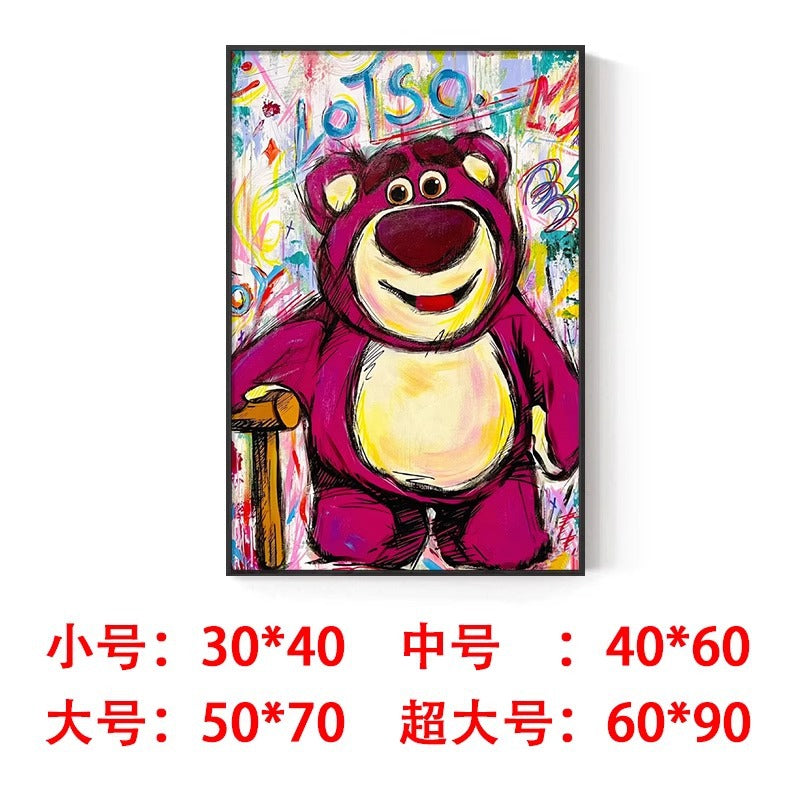 Strawberry bear decorative painting cute trend lotso Stitch pendulum painting hanging painting living room bedroom wall painting