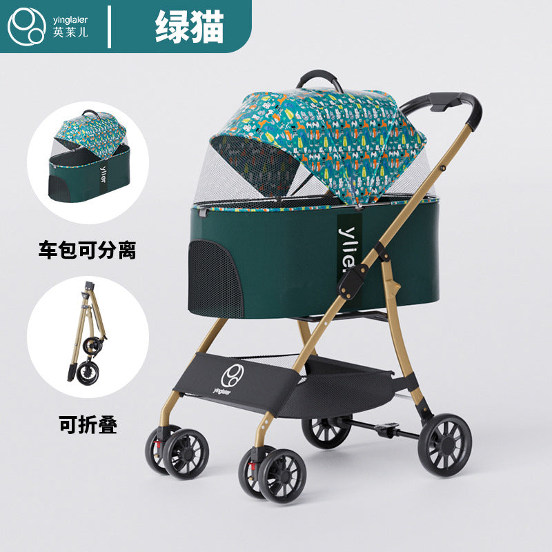 Pet stroller for cats and dogs - lightweight, outdoor, foldable, washable, with detachable carrier - perfect for traveling with your furry friends
