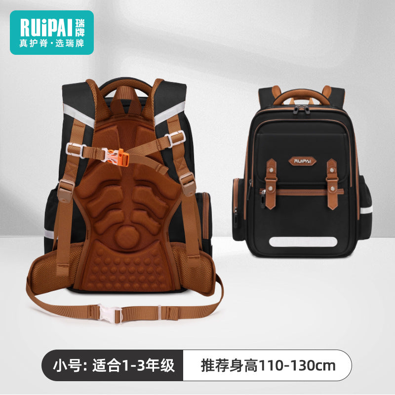 Rui brand primary school students spine care schoolbag for grades 5-6, large-capacity burden reduction for men and women, water-proof children's cloud schoolbag for men