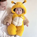 Winter hooded romper - baby bee onesie - fleece-lined, extra thick, super cute & warm - unisex