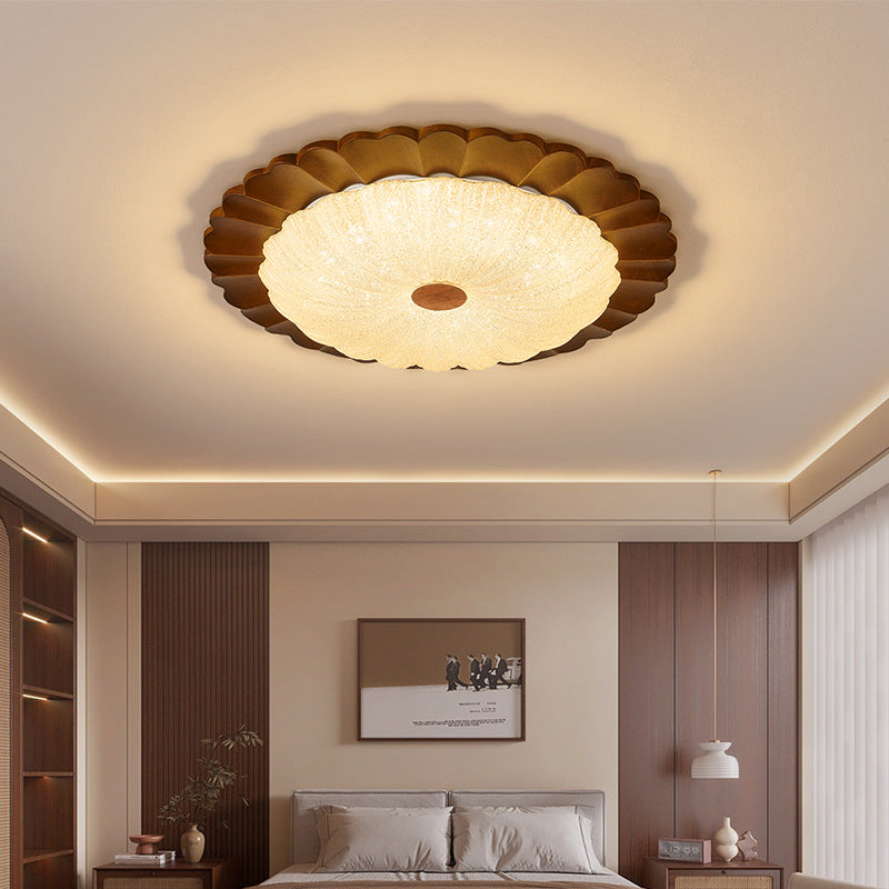 Wabi silent wind bedroom ceiling light walnut pattern retro wind bedroom ceiling light medieval master bedroom light minimalist study light