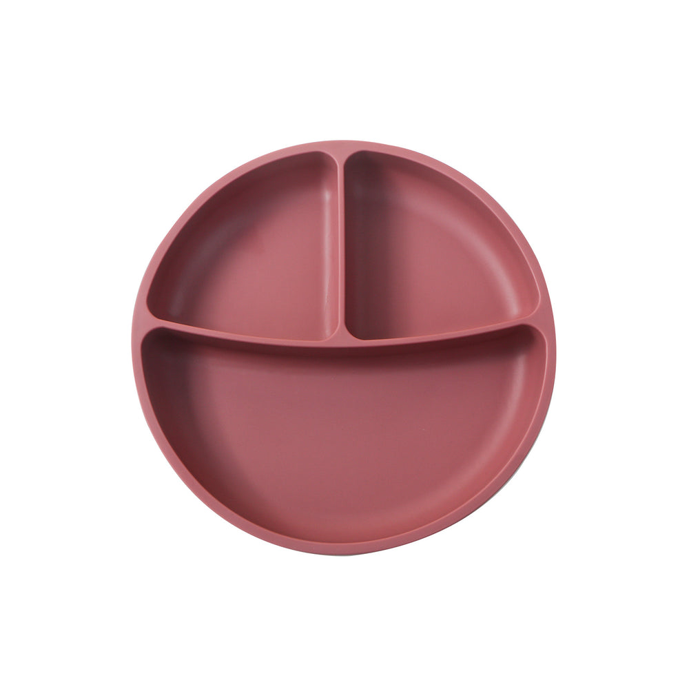 Kids dinner plate platinum silicone baby dinner plate infant suit complementary food compartment large suction cup smiley face maternal and infant products