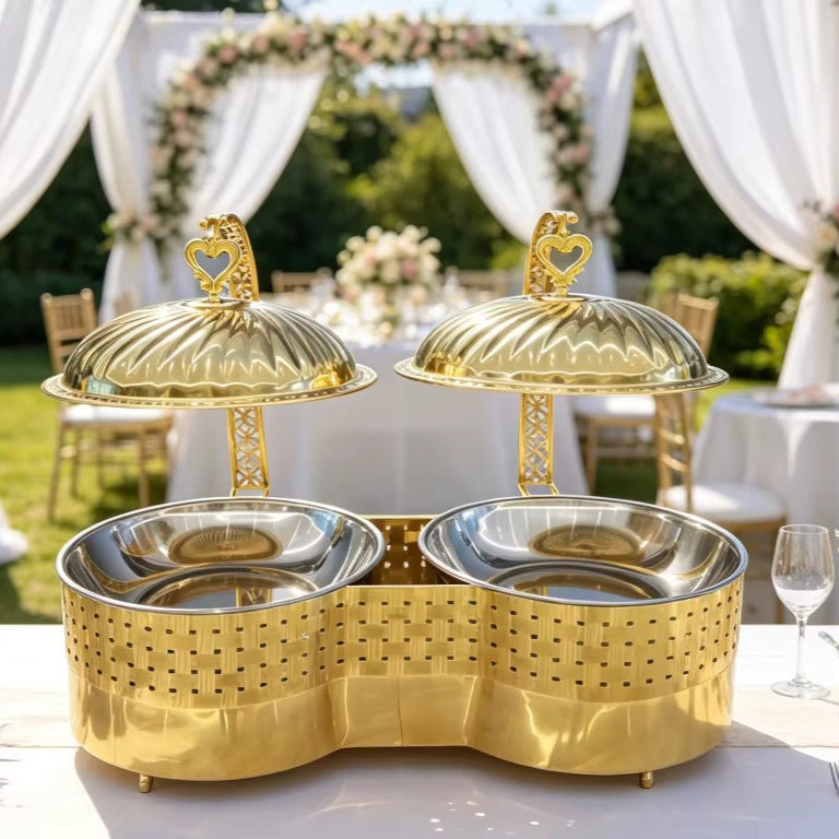 New arrival restaurant buffet server large capacity 16l thermal insulation tray stainless steel gold dining hanging food