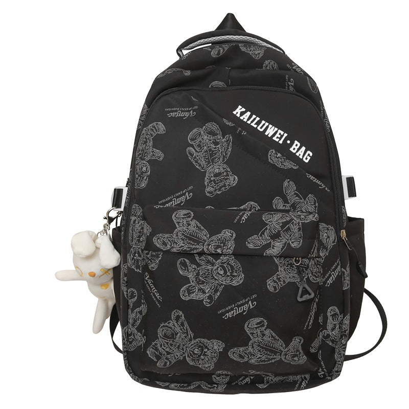 School bag for female junior high school students Korean version is fresh and cute, printed large-capacity high school backpack ins college backpack