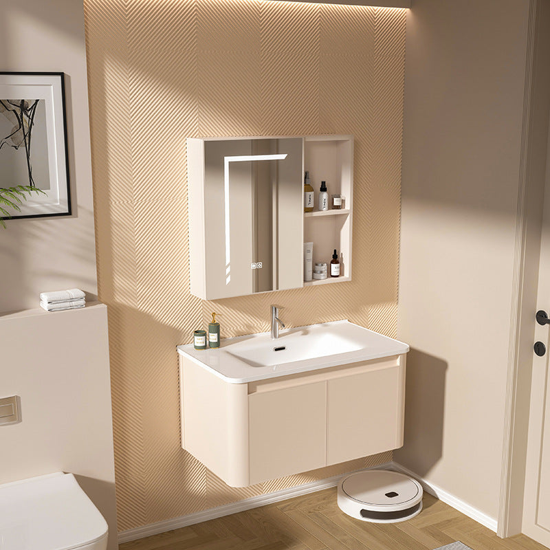 Space aluminum bathroom cabinet ceramic wash basin cabinet combination bathroom wash basin cabinet waterproof moisture-proof basin