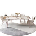 Italian style living room dining table and chair set - minimalist modern rock slab table, bench table, small apartment home rectangular table and chairs