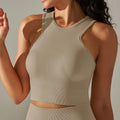 European and american new seamless yoga outfit sexy backless sports bra high waist butt lifting leggings running fitness wear for women