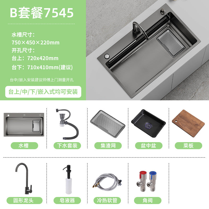 Double slag collection sink large single slot high quality stainless steel kitchen sink thickenedfor home dishwashing sink vegetable sink