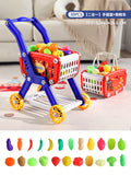 Kids shopping cart baby supermarket trolley with seat - girl's fruit and vegetable basket kitchen play house toy