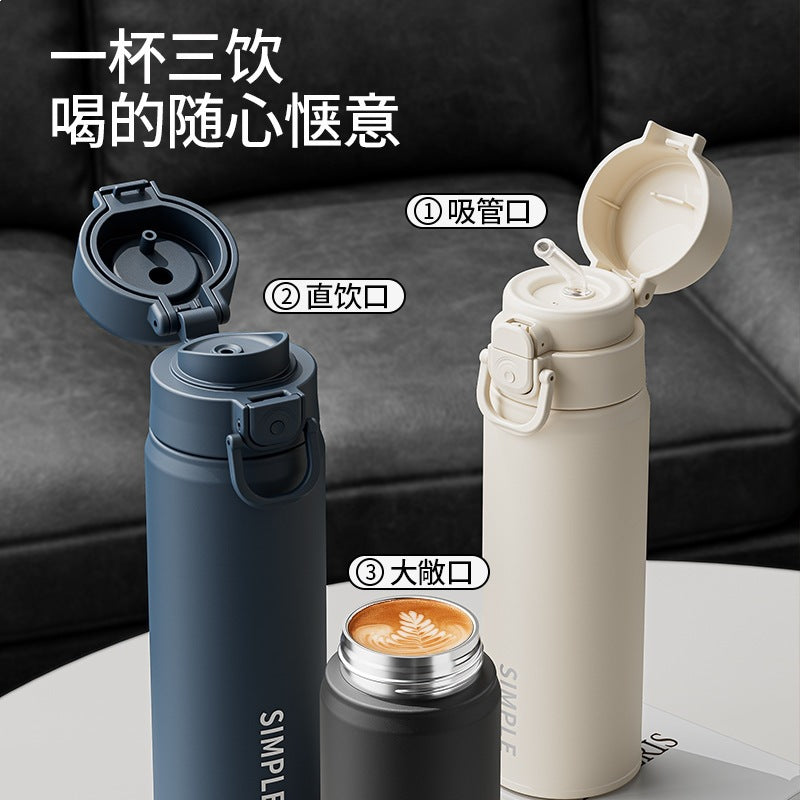 Business men's thermos cup 316 stainless steel high-value double drinking mouth car portable water cup high-end travel cup
