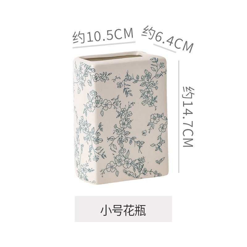 Ceramic vase flower arrangement ornament desktop decoration creative unique book-shaped decorative vessel living room entryway dining table vase
