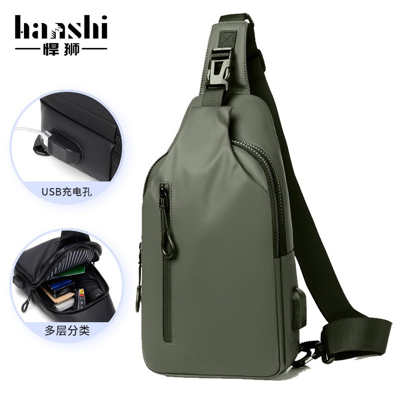 Fashion Men's Premium Breast Bag Casual Shoulder Women's Crossbody Bag Commuter Waterproof Chest Bag Travel Shoulder Bag Tide