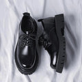 Genuine leather soft sole 5cm height increasing men's leather shoes - autumn thick sole waterproof non-slip casual men's sneakers - black formal shoes