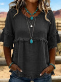 new  fashion cross-border round neck pullover short sleeve loose women's shirt casual women's top