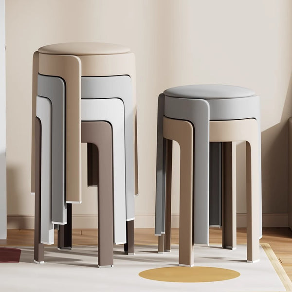 Plastic stool household stackable thickened high-end soft bag round plastic stool living room dining table adult strong whirlwind stool