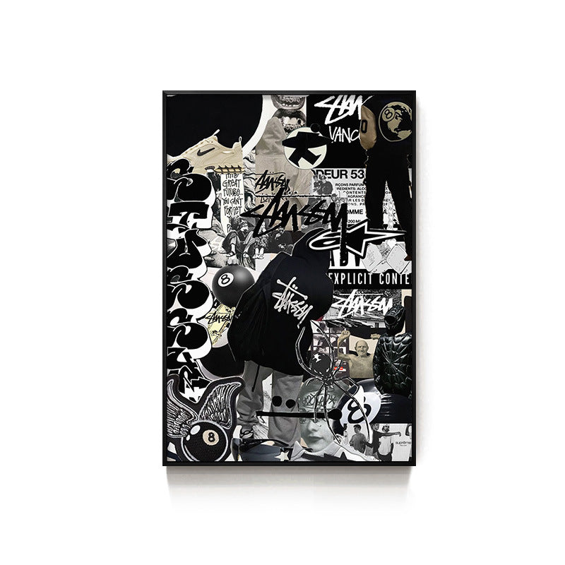 Black eight-ball billiard hall hanging picture billiard room club wall decoration painting creative graffiti trend chess and card club painting