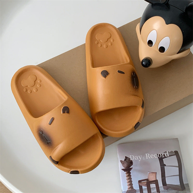 New fashion women's slippers 2025 cartoon flat bottom versatile anti-slip outdoor beach one-strap sandals wholesale indoor