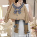 fall/winter new korean style ruffle trim round neck knitted cardigan women's designer bow sweater jacket