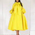 D427 independent station foreign trade women's clothing  new style puff sleeves strappy large skirt high waist dress fashion dress