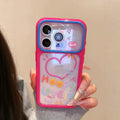 Milky white blue frame transparent large window rainbow heart smiley face english mobile phone case suitable for apple 17 anti-fall protective cover