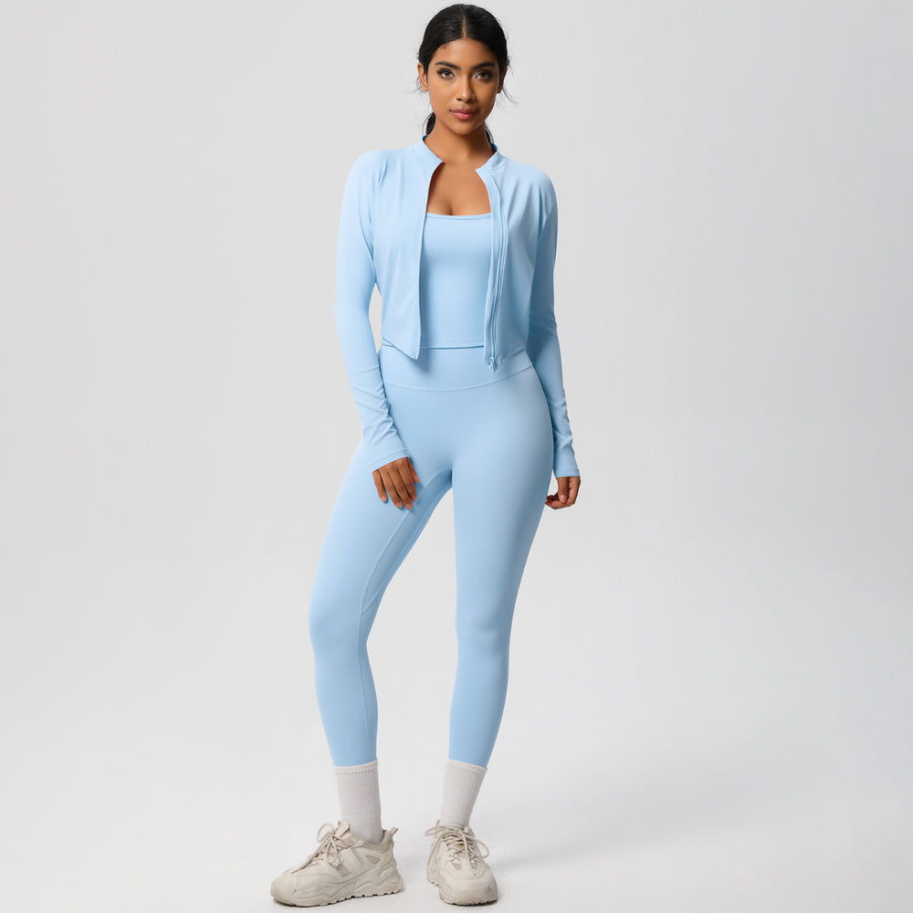 New cloud-like outdoor casual compression yoga set - quick-dry, high-waisted, slimming fitness activewear three-piece set