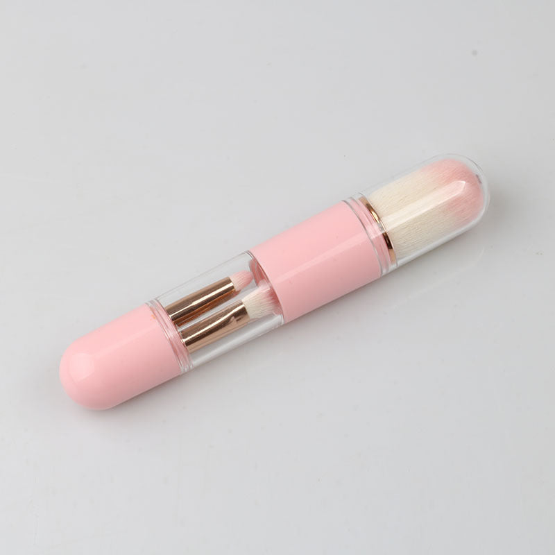 Six-in-one portable telescopic makeup brush, soft bristle blush, eye shadow brush, powder bottom brush, beauty tool, complete set of makeup brushes