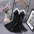 Women's satin robe sexy nightgown lace bathrobe summer casual loungewear evening dress sleepwear