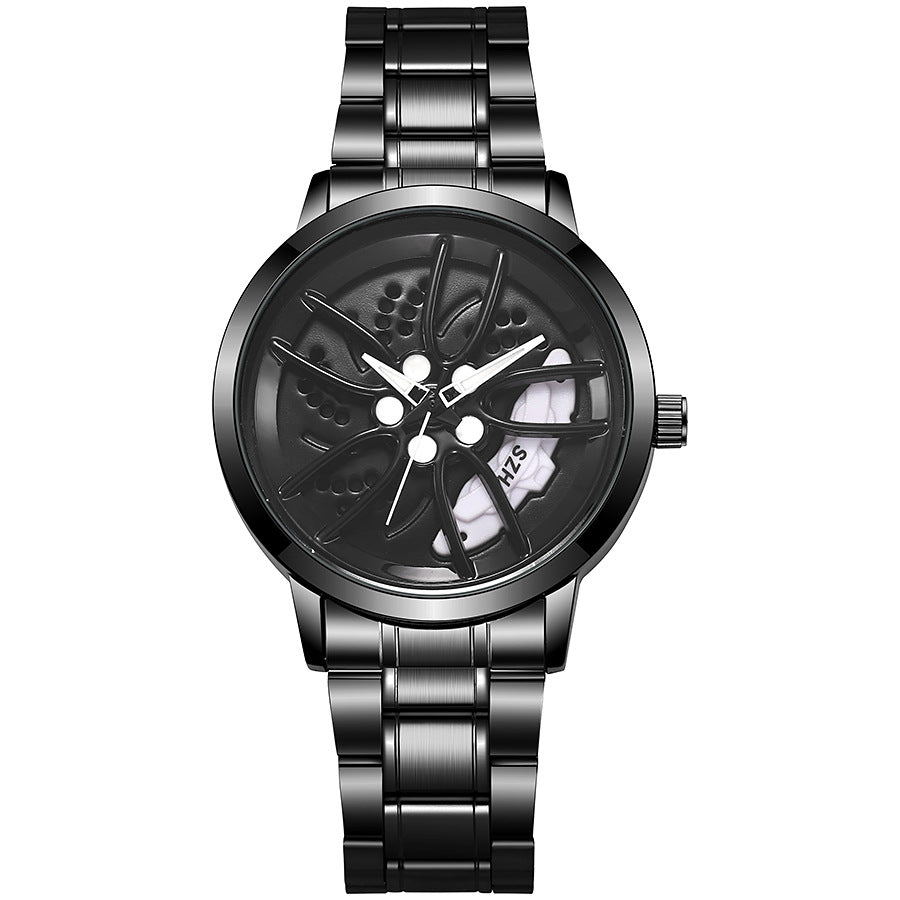 New creative sports car wheel design wristwatch - 3d hollow dial fashion men's watch - large dial quartz watch - wholesale