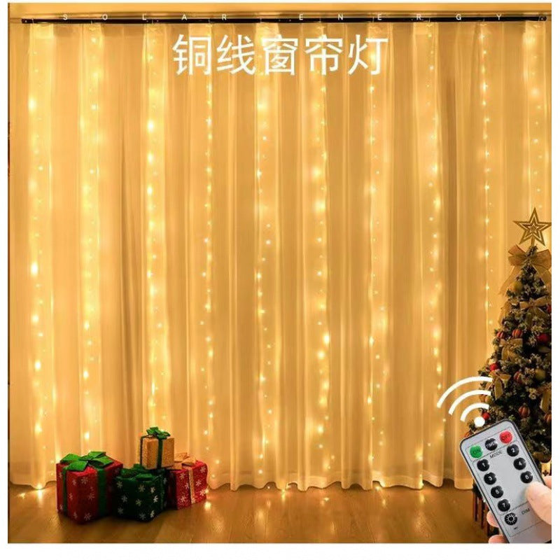 led  remote control usb copper wire curtain light flashing light string light gypsy star bedroom live stream room background decorative light