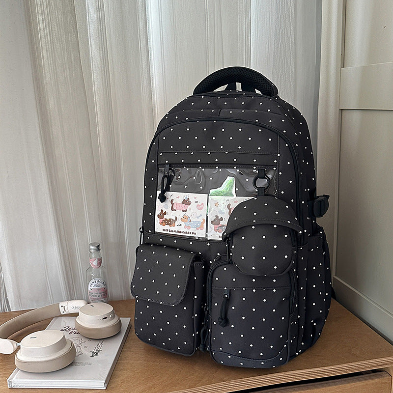 Japanese-inspired, minimalist, and trendy backpack for women. features a delicate floral design, perfect for casual use, school, or class. a versatile, large-capacity backpack that's easy to match with any outfit