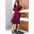 women's clothing, african, european and american independent station, spring and summer lotus leaf sleeves, slit, tight-fitting, hip-covering ol bandage professional dress